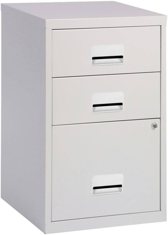 Pierre Henry Steel Filing Cabinet with 3 Lockable Drawers COMBI 400 x 400 x 660 mm Silver