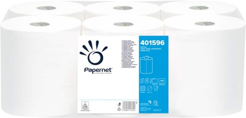 Papernet Special Paper Hand Towels Centrefeed White 2 Ply 137 m 401596 450 Sheets Pack of 6