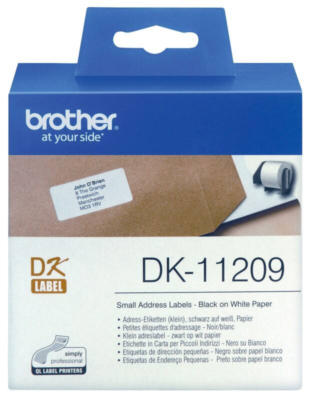 Brother QL Label Roll Authentic DK-11209 DK-11209 Adhesive Black on White 62 x 29 mm 800 Labels
