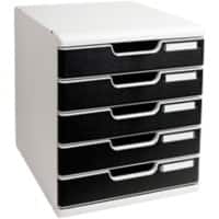 Exacompta Modulo Desktop Drawers 5 301014D A4+ PS (Polystyrene) Light Grey, Black 28.8 x 35 x 32 cm