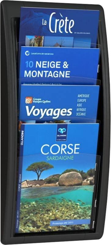 Paperflow A4 Literature Display Wall Mounted Black 4061.01 29 x 9.5 x 65.7 cm