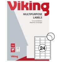 Viking Multipurpose Labels Self Adhesive 64 x 33.9 mm White 100 Sheets of 24 Labels