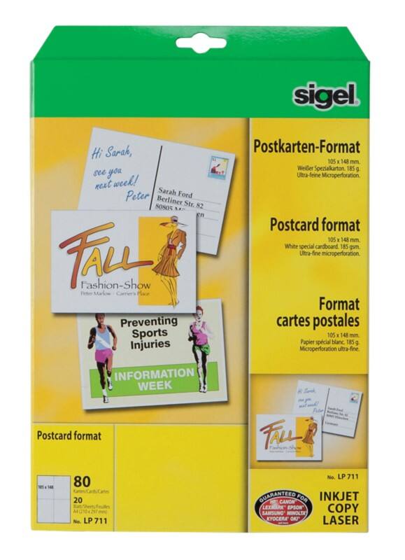 Sigel postcards lp711 a6 185 gsm white