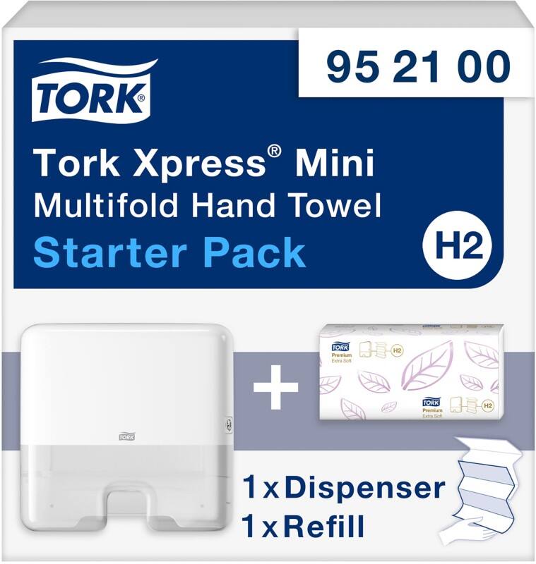 Tork Xpress Mini 952100 H2 Paper Hand Towel Dispenser Plastic Lockable Manual White