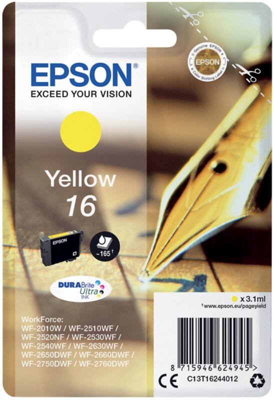 Epson 16 Original Ink Cartridge C13T16244012 Yellow