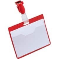 DURABLE Standard Name Badge with Clip Landscape 90 x 60 mm Red Pack of 25
