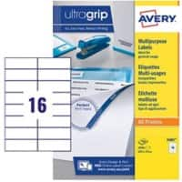 Avery 3484 Multipurpose Labels Self Adhesive 105 x 37 mm White Rectangular 100 Sheets of 16 Labels