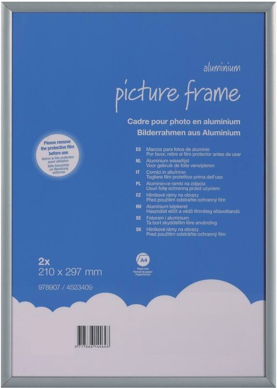 Viking A4 Picture Frame Grey Aluminium 4523409 29.7 (W) x 21 (H) cm Pack of 2
