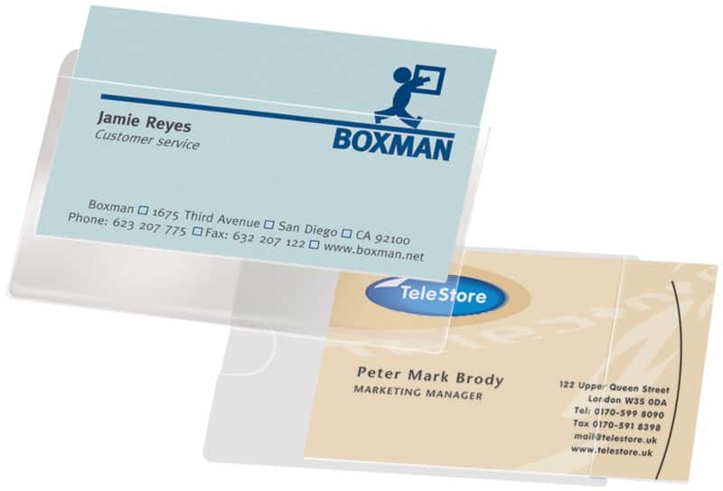 Djois Self-Adhesive Business Card Pockets with Long-side Opening Pack of 100