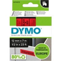 Dymo D1 S0720570 / 45017 Authentic Label Tape Self Adhesive Black Print on Red 12 mm x 7m