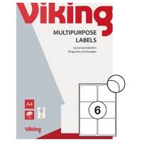 Viking Multipurpose Labels Self Adhesive 99.1 x 93.1 mm White 100 Sheets of 6 Labels
