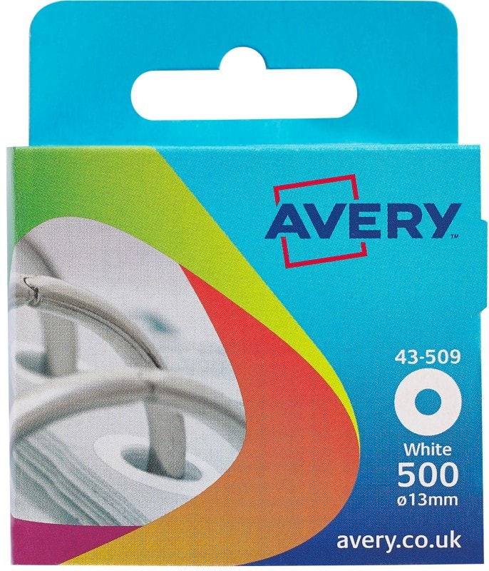 AVERY Reinforcement Rings 43-509 White Ø 13 mm Pack of 500