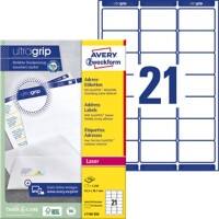 Avery Address Labels L7160-250 Adhesive A4 White 63.5 x 38.1 mm 250 Sheets Pack of 21