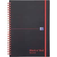 OXFORD Black n' Red A5 Wirebound Poly Cover Notebook Ruled Recycled 140 Pages