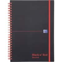 OXFORD Notebook Black n' Red A5 Ruled Spiral Bound PP (Polypropylene) Hardback Black, Red Perforated 140 Pages 70 Sheets