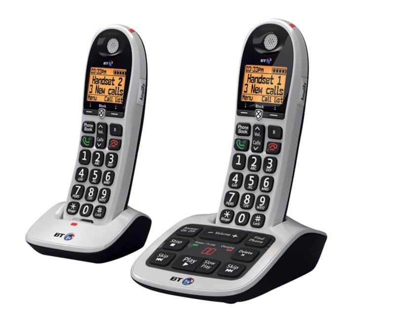 BT BT4600 Twin Cordless Telephone Black, Silver Pack of 2
