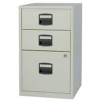 Bisley Steel Filing Cabinet with 3 Lockable Drawers 413 x 400 x 672 mm Goose Grey
