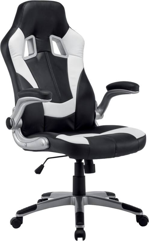 Realspace Basic Tilt Gaming Chair With 2d Armrest And Adjustable Seat Nitro Bonded Leather Black White Viking Direct Ie