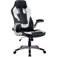 Realspace Gaming Chair Basic Tilt Bonded leather 2D Armrest Height-Adjustable Seat Black, White 110 kg Nitro