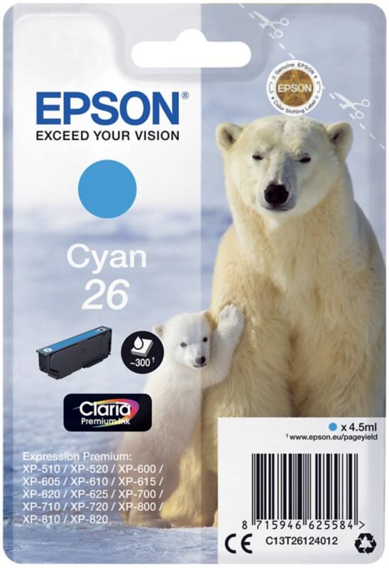 Epson 26 Original Ink Cartridge C13T26124012 Cyan
