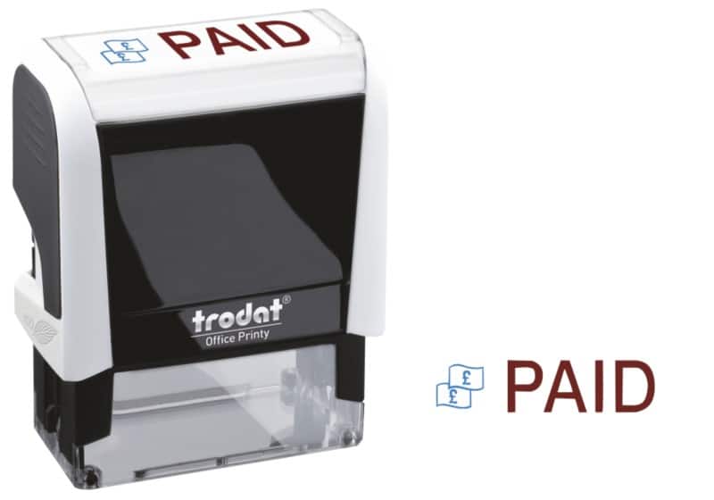 Trodat Printy 4912 Paid Self-Inking Stamp Blue, Red