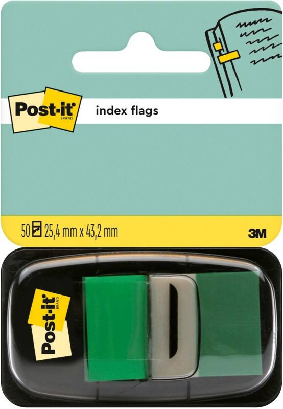 Post-it Index Flags Green Plain Not perforated Special format 50 Strips