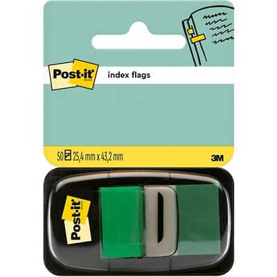 Post-it Index Flags Green Plain Not perforated Special format 50 Strips