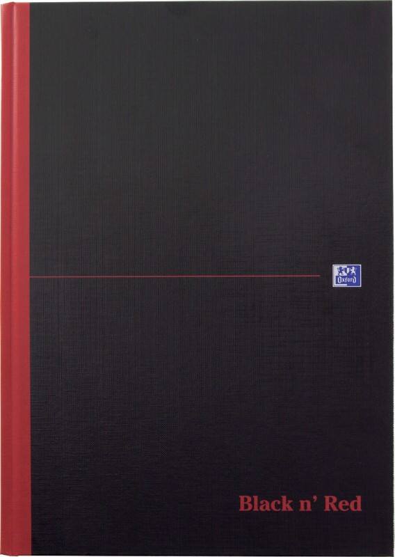 OXFORD Notebook Black n' Red A4 Ruled Casebound Cardboard Hardback Black, Red 192 Pages