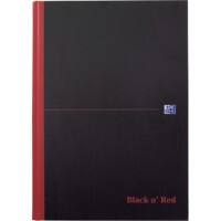 OXFORD Notebook Black n' Red A4 Ruled Casebound Cardboard Hardback Black, Red 192 Pages