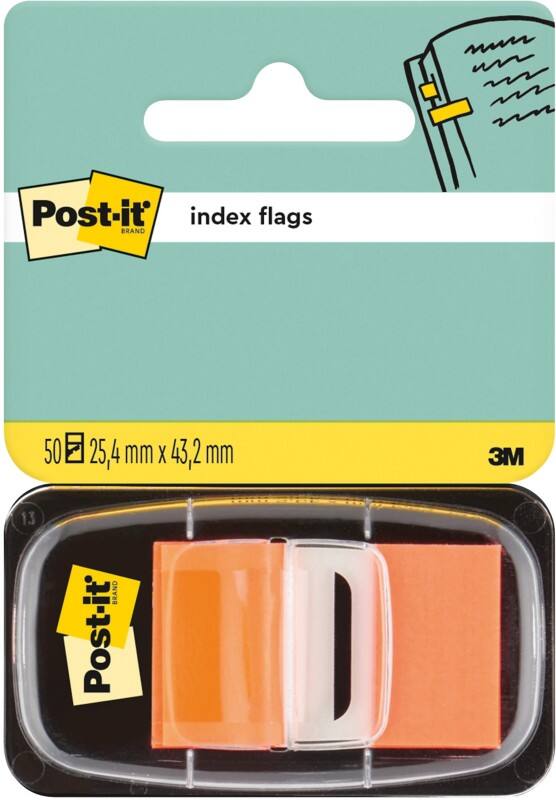Post-it Index Flags 680-4 Orange Plain Not perforated Special format 50 Strips