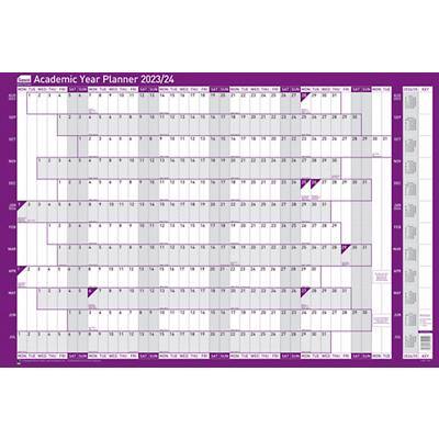 SASCO Academic Year Planner Mounted 2024 Landscape Purple English 91.5 x 61 cm