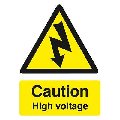 Warning Sign Caution High Voltage Self Adhesive PVC 15 x 20 cm