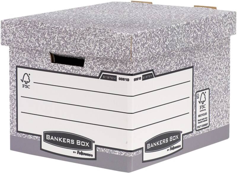 Bankers Box System FastFold Archive Boxes Grey 292(H) x 335(W) x 404(D) mm Pack of 10
