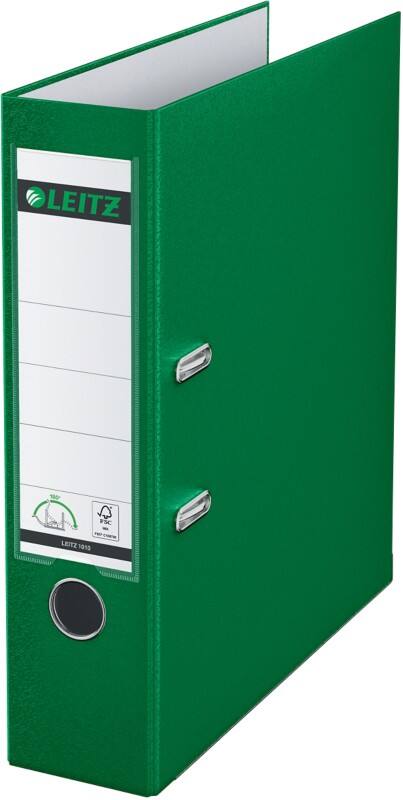 Leitz 180° Wide Lever Arch File A4 82 mm Green 2 Rings 1010 Polypropylene Smooth Portrait