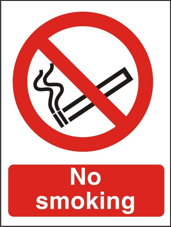 Warning Sign No Smoking Wall Mounted PVC (Polyvinyl Chloride) 15 x 20 cm