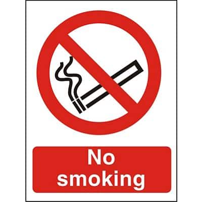 Prohibition Sign No Smoking Self Adhesive PVC 15 x 20 cm