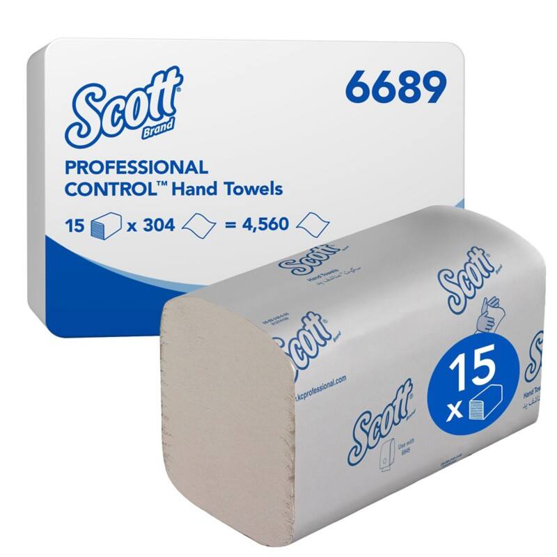 Scott Control  Paper Hand Towels M-fold White 1 Ply 6689 304 Sheets Pack of 15