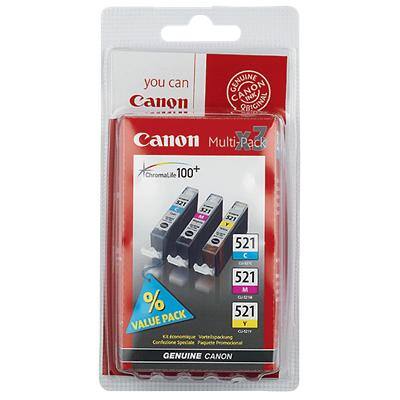 Canon CLI- 521 C/M/Y Original Ink Cartridge Cyan, Magenta, Yellow Pack of 3 Multipack