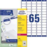 Avery UltraGrip Mini Address Labels L7651-100 Self Adhesive 38.1 x 21.2 mm White Rectangular 100 Sheets of 65 Labels
