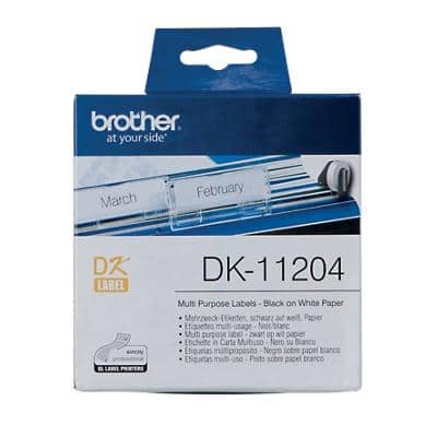 Brother QL Label Roll Authentic DK-11204 DK-11204 Adhesive Black on White 17 x 54 mm 400 Labels