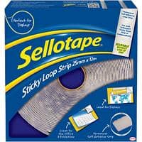 Sellotape Sticky Loop Strip Permanent 25mm x 12m White