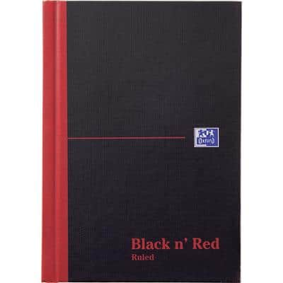 OXFORD Notebook Black n' Red A6 Ruled Casebound Cardboard Hardback Black, Red 192 Pages