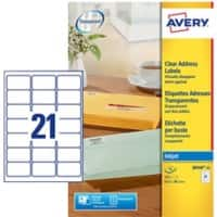 Avery J8560-25 Address Labels Self Adhesive 63.5 x 38.1 mm Clear 25 Sheets of 21 Labels