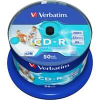 Verbatim CD-R 700 MB AZO Wide Inkjet Printable Spindle Pack of 50