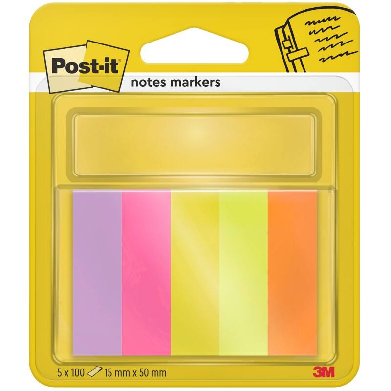 Post-it Index Flags 670-5 Assorted Plain Not perforated Special format 5 Packs of 100 Strips