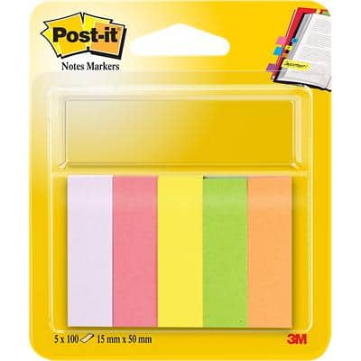 Post-it Index Flags 670-5 Assorted Plain Not perforated Special format 5 Pieces of 100 Strips