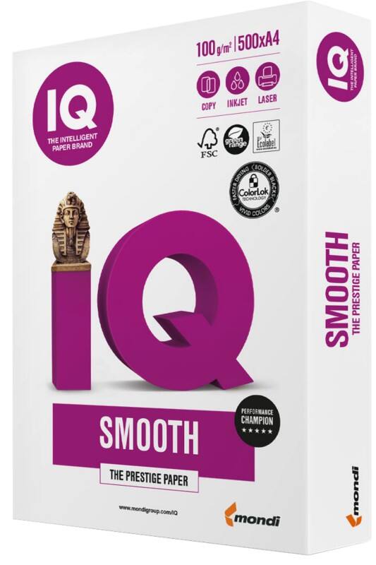 IQ Smooth A4 Printer Paper White 100 gsm Smooth 500 Sheets