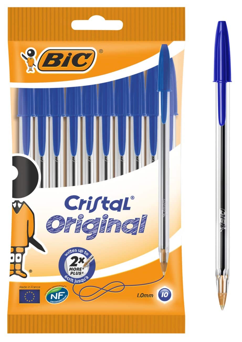BIC Cristal Original Ballpoint Pen Medium 0.4 mm Blue Pack of 10