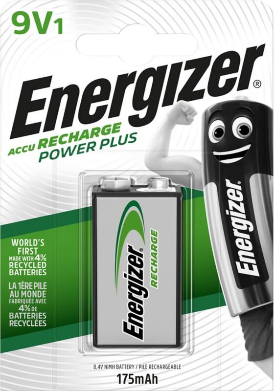 Energizer 9V Rechargeable Batteries Power Plus 6HR61 175mAh NiMH