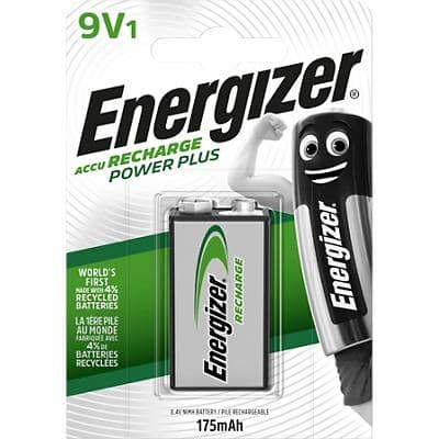 Energizer 9V Rechargeable Batteries Power Plus 6HR61 175mAh NiMH